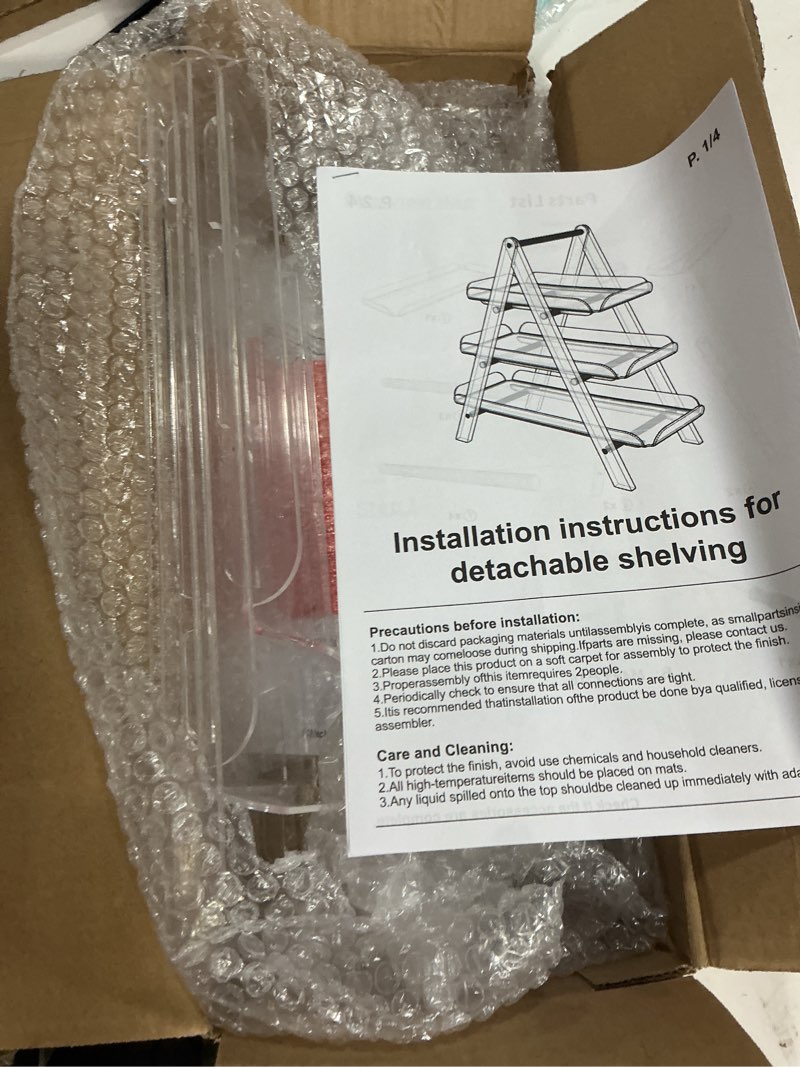 Condition photo showing New/Like New for Idefair Acrylic 3 Tier Serving Tray Tiered Cupcake Stand, Dessert Display for Party, 2025 Updated Serving Platters for Cookies, Fruits, Veggies, and Sweet Treats 3 Tier Tray