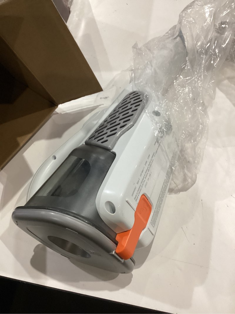 Condition photo showing As Is for black+decker dust buster hand held vacuum cordless rechargeable, portable vacuum for car, extended runtime, powerful suction, extra long crevice tool, advancedclean+ (hhvk320j10) 12v white