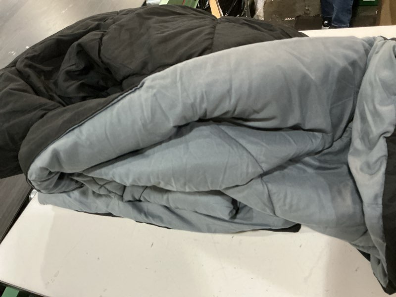 Condition photo showing As Is for amazon basics comforter blanket, reversible, lightweight microfiber, all season, soft plush, machine washable, twin/twin xl, black/grey twin/twin xl black / grey