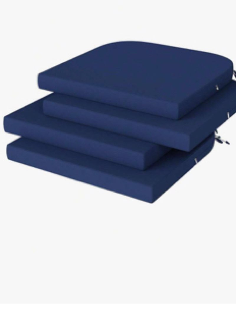 Pack of 4)) Outdoor Chair Cushions, Waterproof Cushions For Patio Furniture With Adjustable Straps, Round Corner Patio C