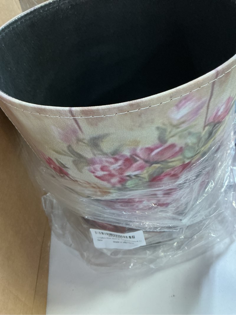 Condition photo showing Good Condition for 10L/2.64 Gallon Trash Can, Decorative Waste Basket, PU Leather Waste Paper Basket, Waterproof Garbage Can for Bathroom, Bedroom, Office, Kitchen and Living Room - Flower-5