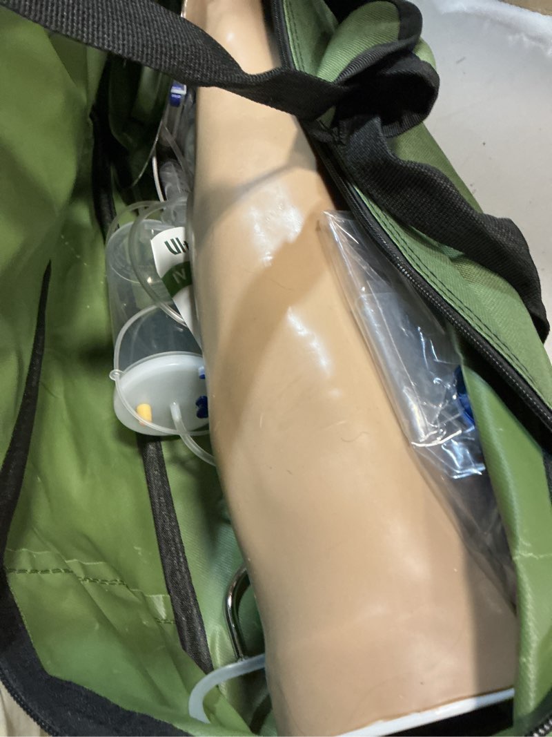 Condition photo showing Good Condition for ultrassist phlebotomy practice arm kit dark skin, iv arm for nursing practice with carrying bag, fake arm with fake blood for phlebotomy