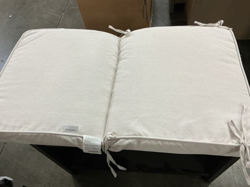 Condition photo showing Good Condition for 20 in. w x 17 in. d mid back deluxe outdoor cushion in charter almond biscotti