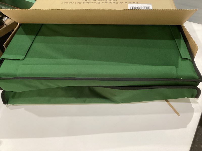 Condition photo showing Good Condition for heated cat house for outside with smart pet camera, highly elevated with escape door, insulated waterproof outdoor cat house shelter for feral stray barn cat (army green, 25.6"x16.5"x18.5") army green 25.6"x16.5"x18.5"
