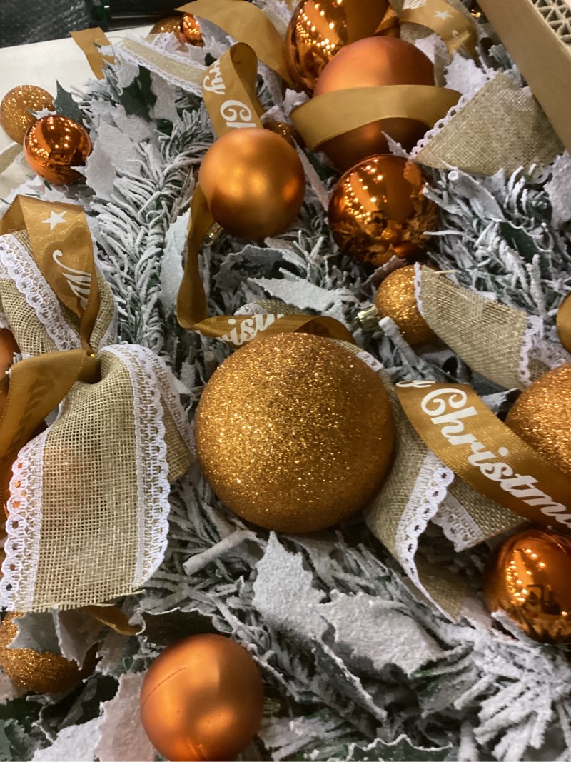 Christmas Tree Pull with Lights, Decorations, Remote - Red, Gold Ornaments, Bows, Ribbons