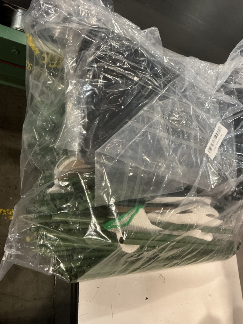 Condition photo showing Good Condition for 65" cucumber planter with trellis for climbing plants outdoor, metal garden trellis for raised bed, plant support structures with netting for cucumbers tomatoes beans peas (67 * 17 * 65inch(l*w*h) 67 * 17* 65inch(l*w*h) trellis+bag