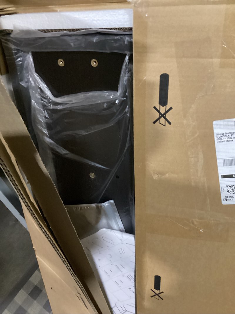 Condition photo showing As Is for lufeiya black gaming desk with led lights and power outlets, 40 inch teen writing study table home office desks with monitor stand, computer desk with charging station usb port, black black 39.4"