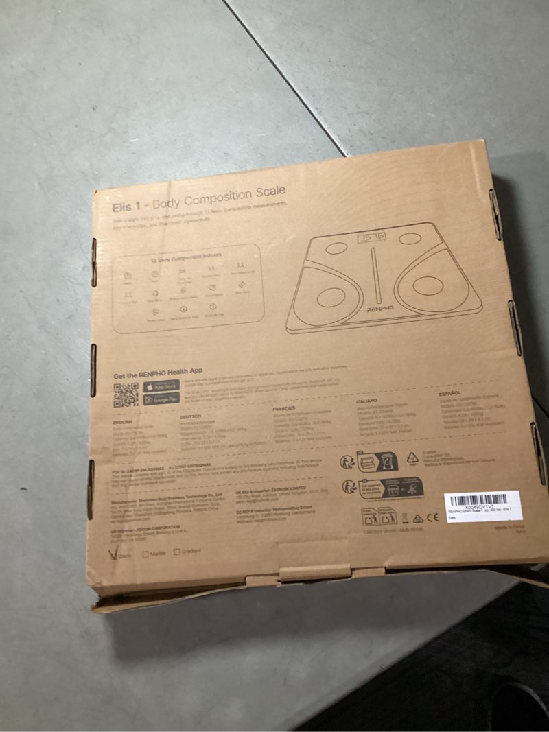 Condition photo showing New/Like New for renpho smart scale for body weight, fsa&hsa eligible, digital bathroom scale bmi weighing bluetooth body fat scale, body composition monitor health analyzer with smartphone app, 400 lbs - elis 1 black 11"/280mm