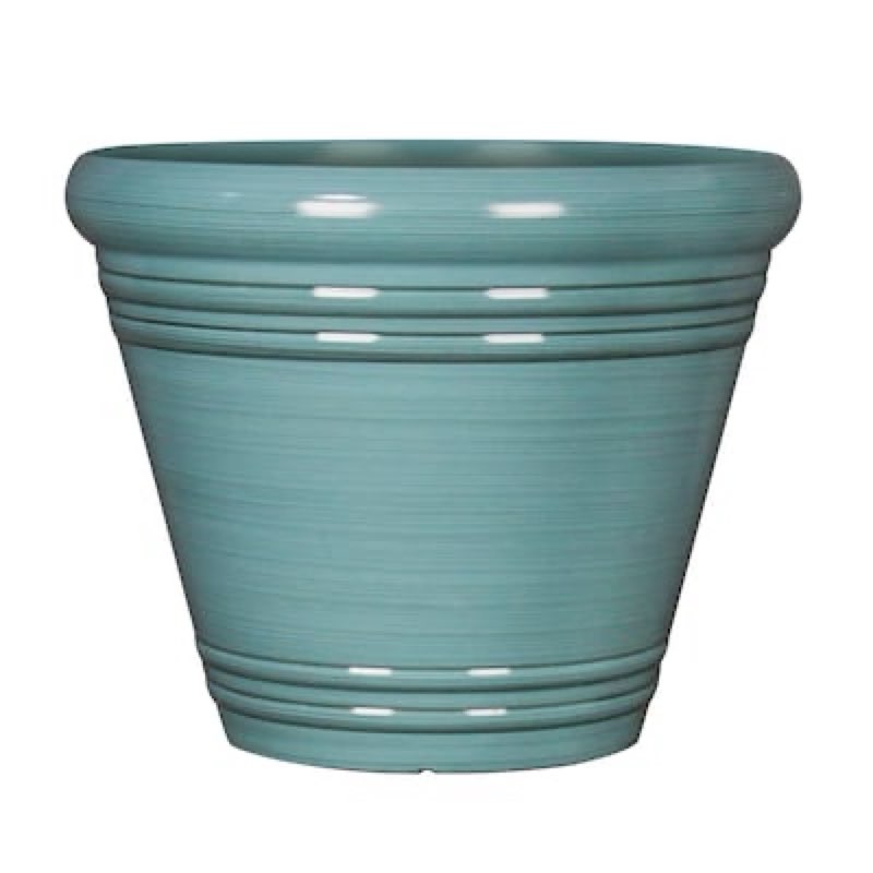 style selections round 16.5-in w x 16.5-in l blue recycled plastic indoor/outdoor planter
