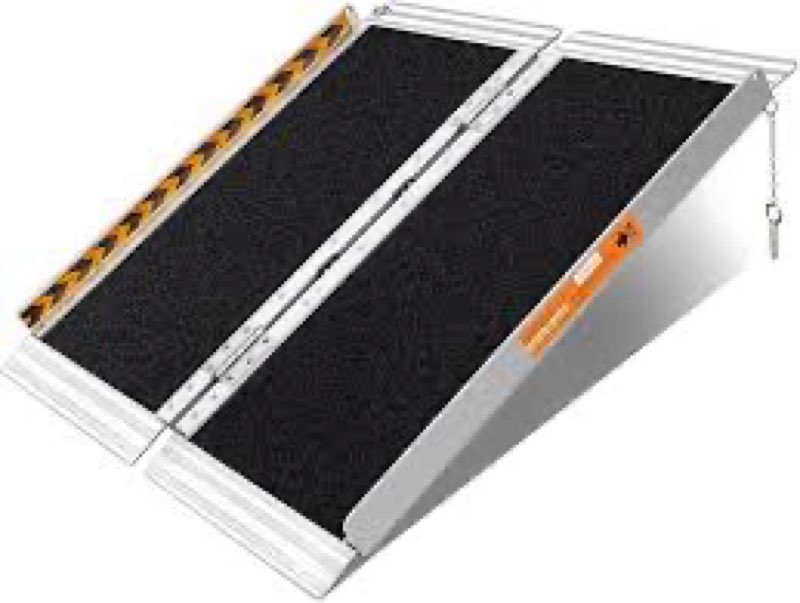 FACHNUO 3 Feet Portable Wheelchair Ramp, Non-Skid Aluminum Handicap Ramps with Handle, Folding Thres