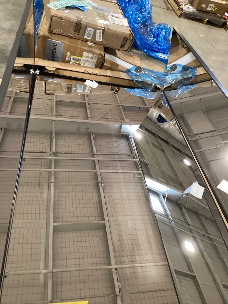 brisafe 71 W "x 67 L " Folding Mirror with Wheels, 3-Panel Full Length Wall Mirror, Space-Saving Des