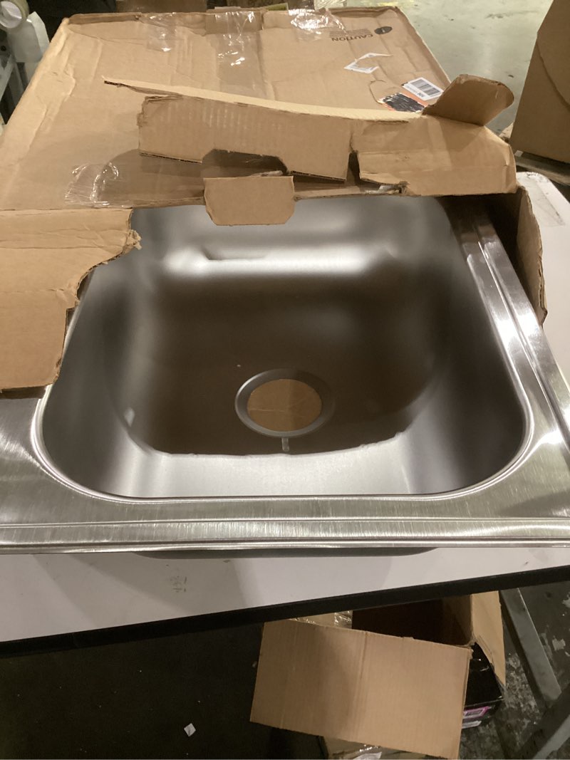 Condition photo showing Good Condition for elkay d115151 dayton single bowl drop-in stainless steel bar sink 15 x 15 with 2" drain hole 15 x 15 23 gauge 1 faucet hole with 2" drain hole