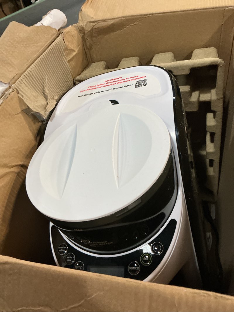 Condition photo showing As Is for Baby Brezza New and Improved Formula Pro Advanced Formula Dispenser Machine - Automatically Mix a Warm Formula Bottle Instantly - Easily Make Bottle with Automatic Powder Blending, White