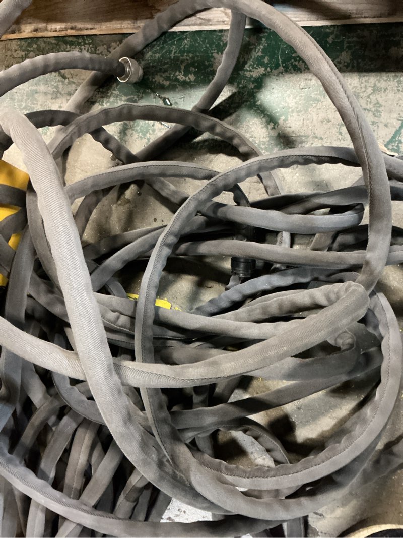 Condition photo showing As Is for zero-g teknor apex 5/8-in x 50-ft premium -duty kink free woven gray hose