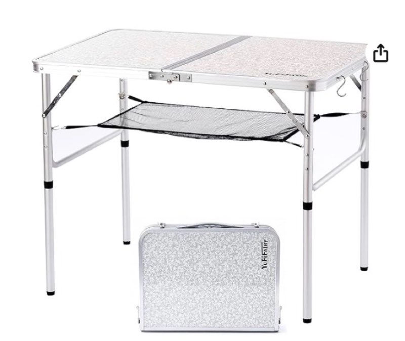 Folding Camping Table, 36''L x24''W Camp Aluminum Table with Adjustable Height Legs, Indoor Outdoor 