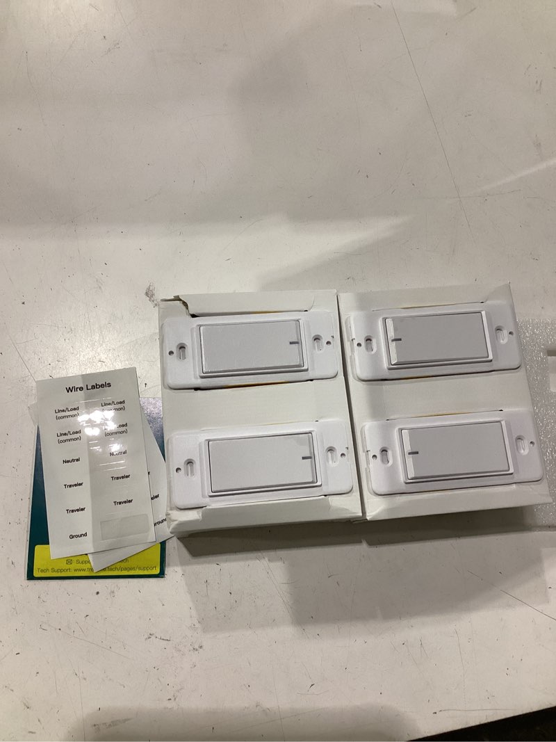 Condition photo showing New/Like New for treatlife 3 way smart switch 4 pack, 2.4ghz wifi smart light switch 3 way, works with alexa, google home and smartthings, remote control, fcc, schedule, neutral wire required