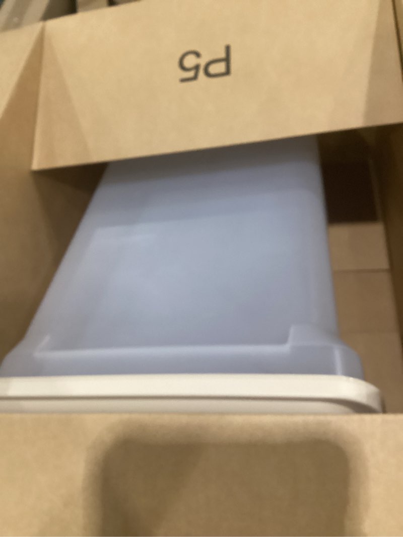 Condition photo showing Good Condition for iris usa airtight dog food storage container, weatherpro, up to 40 lbs, removable wheels, for dog cat bird and other pet food storage bin, keep fresh, translucent body, made in usa, clear/almond 40 lbs almond