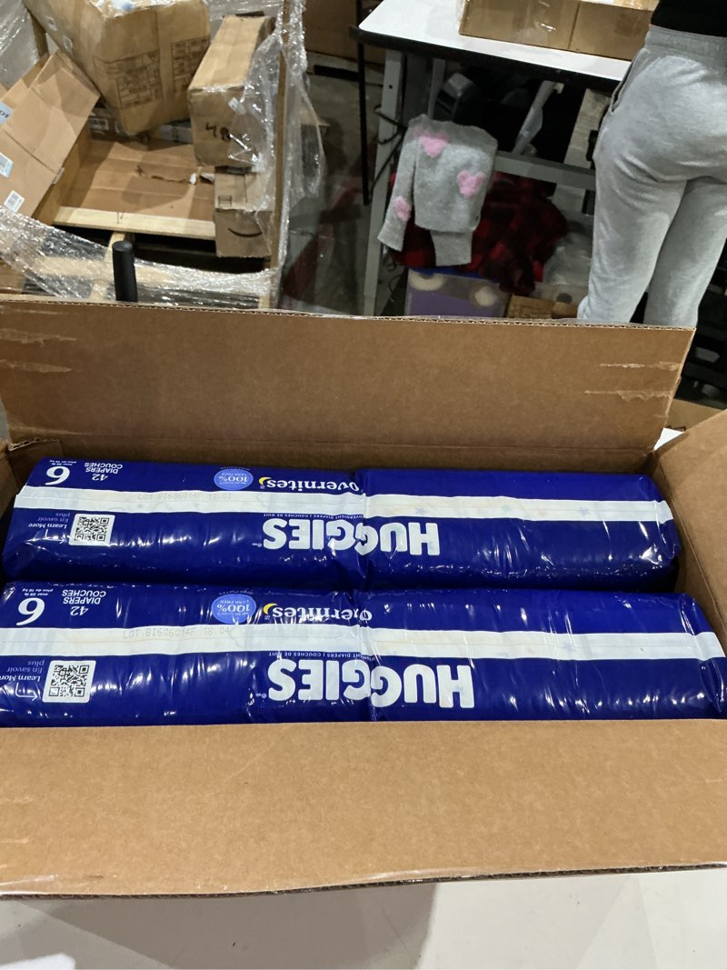 Condition photo showing New/Like New for huggies size 6 overnites baby diapers: overnight diapers, size 6 (35+ lbs), 84 ct (2 packs of 42), packaging may vary size 6 84