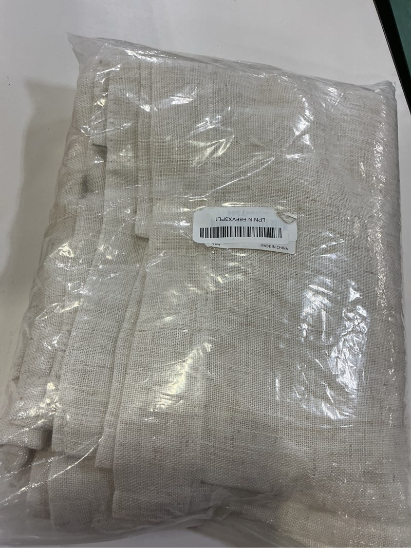 Condition photo showing Good Condition for colorbird farmhouse semi-blackout window curtains 2 panels embroidery lattice cotton linen darkening curtains with tassel rod pocket window drapes for dining living bedroom (52" w x 84" l, linen) tan lattice 52"w x 84"l (pack of 2)