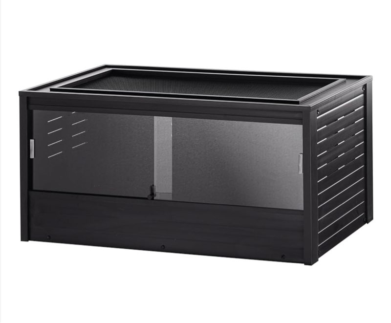 New Age Pet ECOFLEX 48-Inch Mojave Reptile Lounge in Black - Durable Wood Plastic Composite Habitat with Vented Side Panels, Removable Sliding Glass Doors & Lock, Easy Assembly