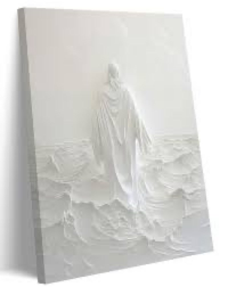 serene white jesus canvas wall art abstract jesus walking on water back view wall decor picture spir 23.5”x15.5”
