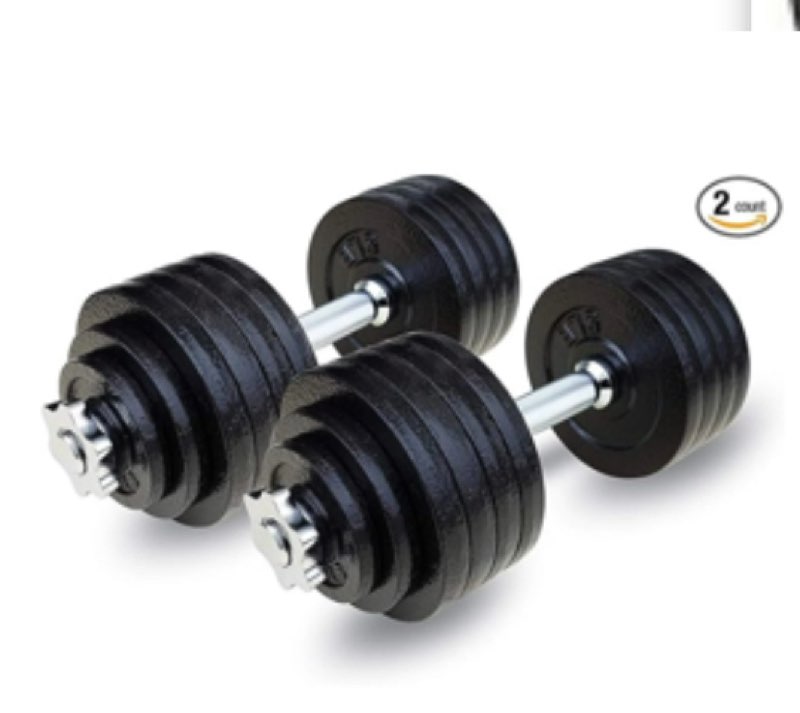 105lbs Adjustable Dumbbell Set - Pair of Adjustable Dumbbells Kit - Cast Iron Dumbbells with Handles & Collars - Strength Training Weights for Home Gym