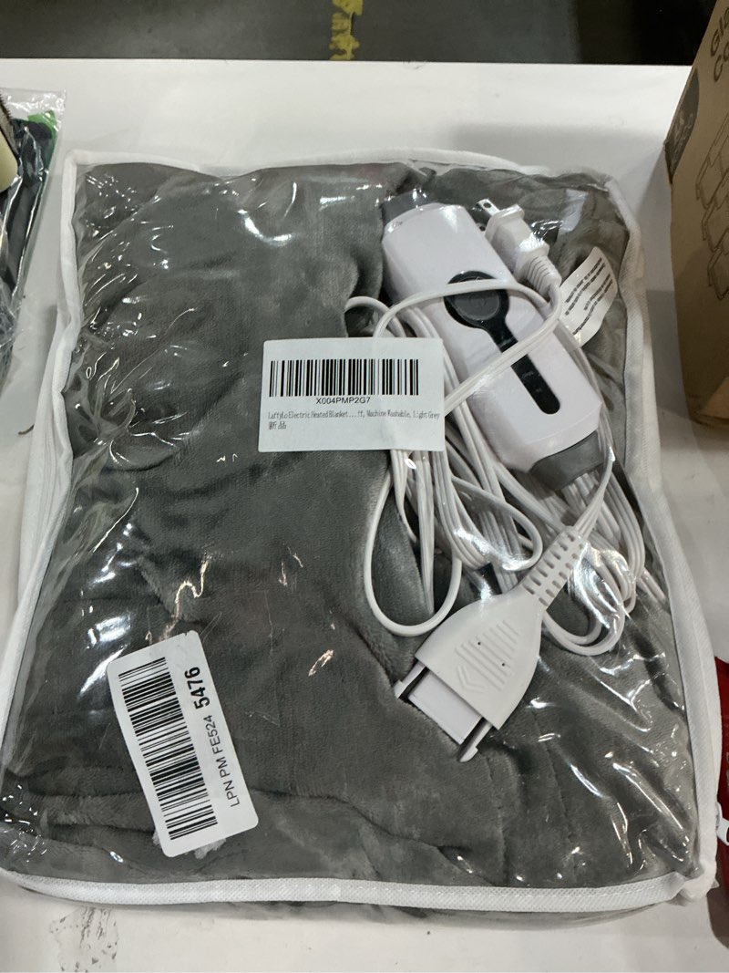 Condition photo showing Good Condition for Electric Heated Blanket Full Size 72×84, Breathable & Luxurious Flannel,Soft Warm Gift with Over-Heat Protection,4 Heating Levels & 10 H Auto Shut Off, Machine Washable, Light Grey 01 - Light Grey 72"x84" (Full Size)