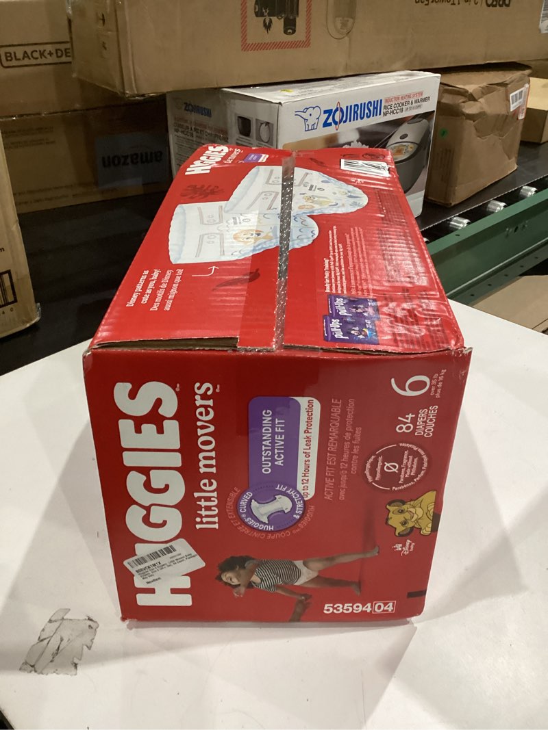 Condition photo showing New/Like New for Huggies Size 6 Diapers, Little Movers Baby Diapers, Size 6 (35+ lbs), 84 Count, Packaging May Vary Size 6 84