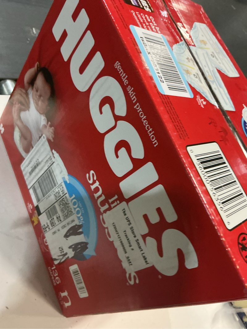 Condition photo showing New/Like New for huggies size newborn diapers, little snugglers baby diapers, size newborn (up to 10 lbs), 144 count, packaging may vary