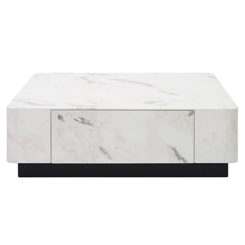 Fritzy Rectangular Coffee Table In White Engineered Stone