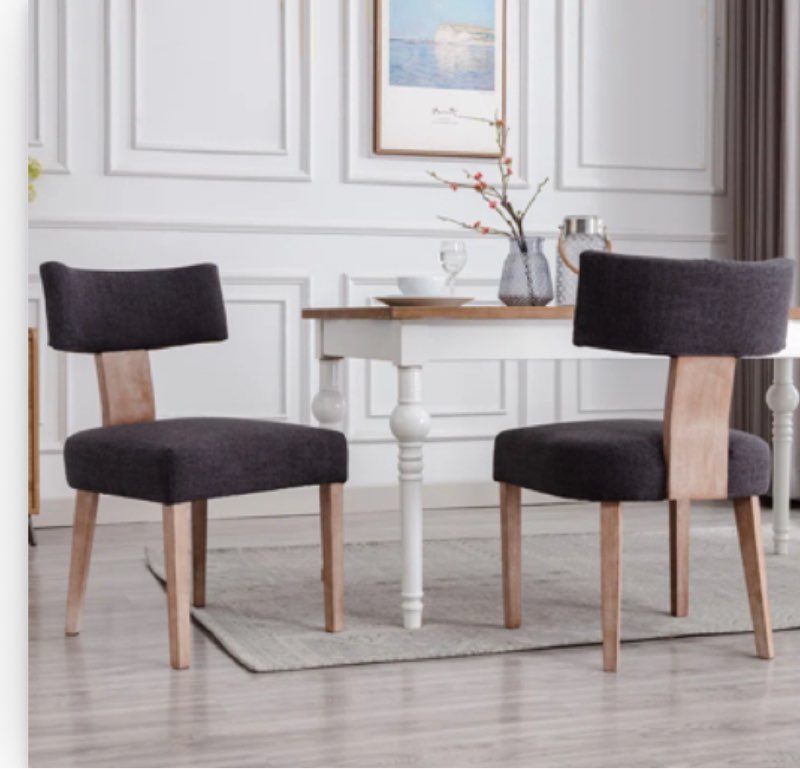  Inelda Mid Century Upholstered Dining Chairs Side Chairs Farmhouse Faux Leather Dining Chair with Wood Legs (Set of 2)