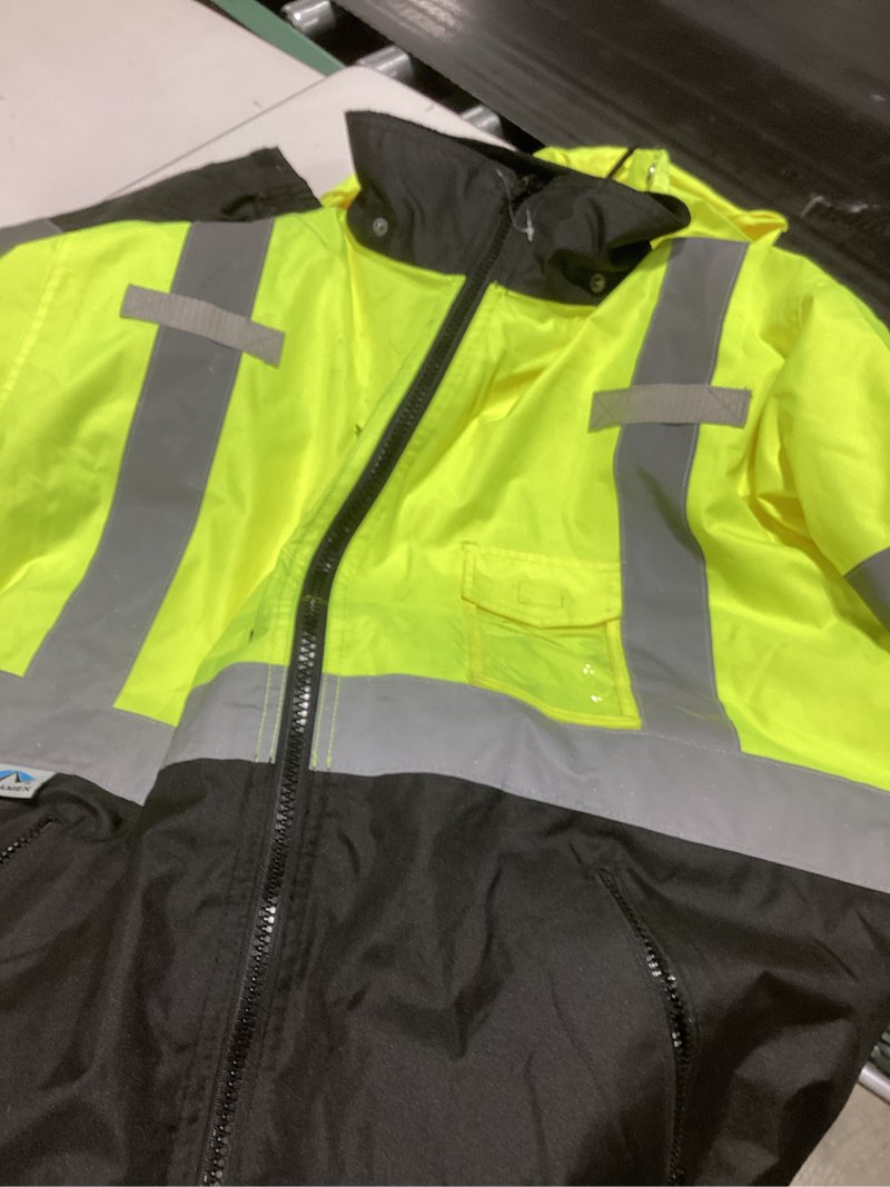 Condition photo showing Good Condition for Helly-Hansen Alta Shell Jacket - High Visibility Waterproof Jacket - ANSI Class 3 Rain Gear - Detachable Hood with Pocket X-Large 369 Hv Yellow/Charcoal