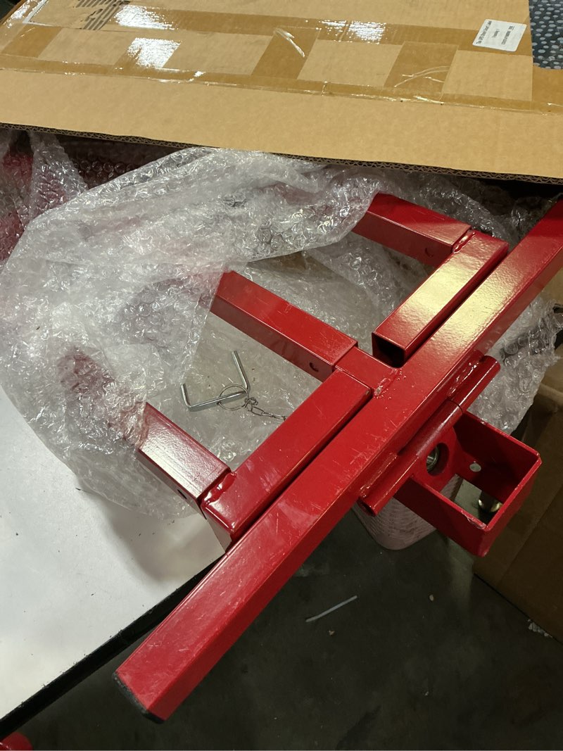 Condition photo showing Good Condition for ride on lawn mower jack lift, 800 lbs capacity lawn tractor lifter telescopic maintenance jack for lawn mowers and garden tractors, lawn tractor + 45°tilt adjustable (red)