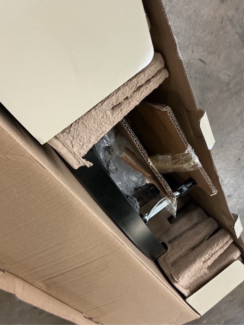 Condition photo showing As Is for allen + roth dalton 8 -light matte black transitional bare bulb for use in bathrooms, bedrooms, dining rooms, foyers, kitchens, living rooms chandelier