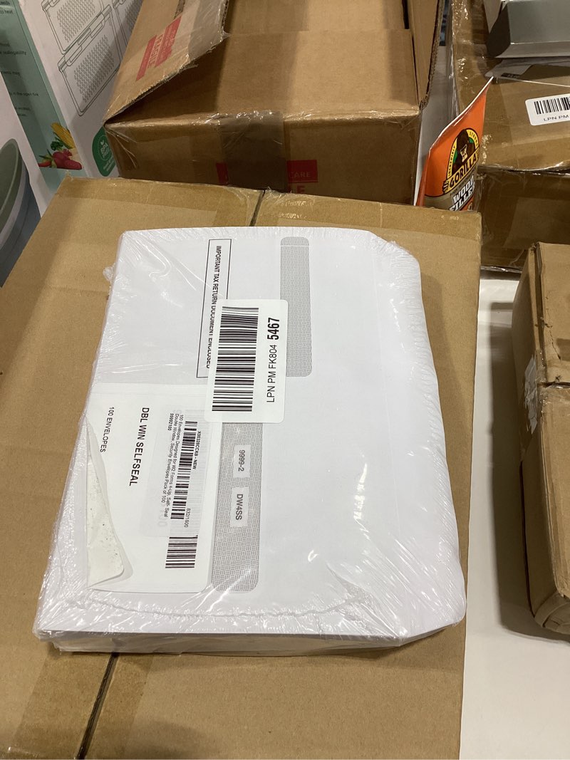 Condition photo showing New/Like New for 100 W2 Self-Seal Envelopes for W-2 4up Forms, Compatiable with QuickBooks Online, ADP Other Tax Software, 5 5/8” x 9”, Security Tint, 100 Pack