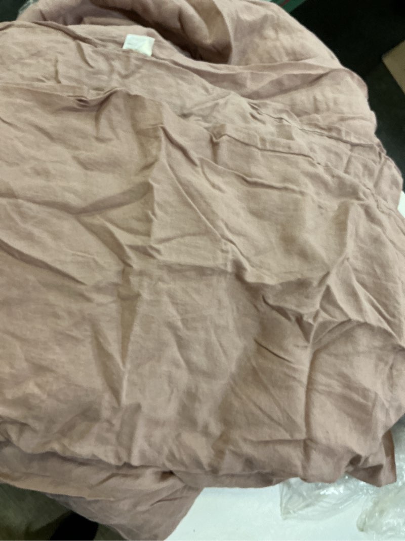 Condition photo showing As Is for european linen deluxe bedding bundle, king, dusty mauve 5 pieces