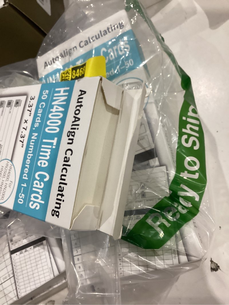 Condition photo showing Good Condition for 300 time cards at-4500 time cards, 6-packs of 50ea time cards specifically designed for at-4500 time clocks, 2-sided, numbered #1-#50, individually packag