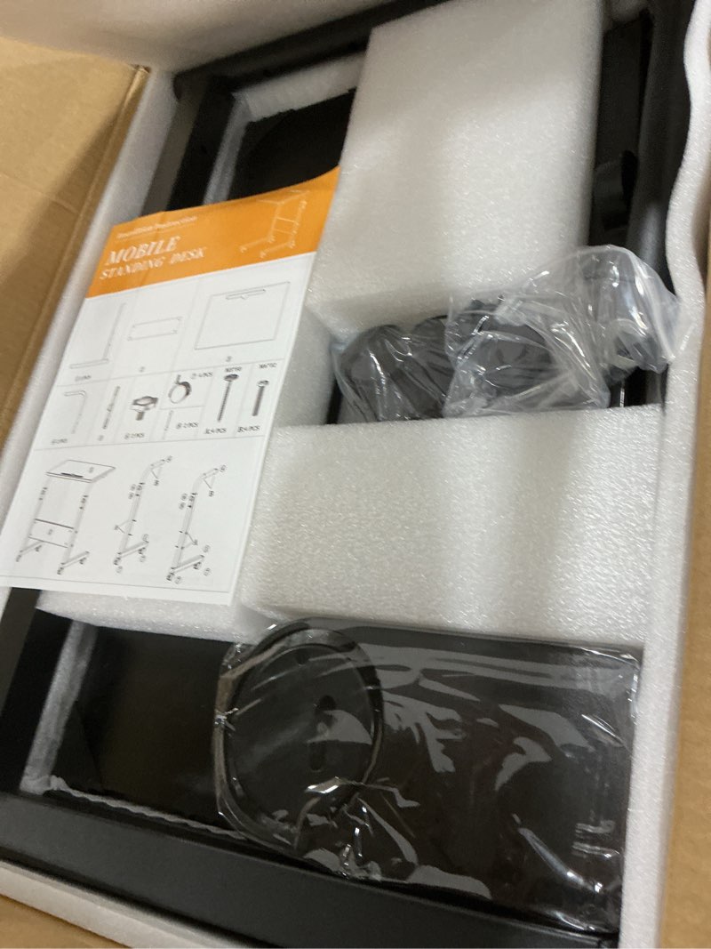 Condition photo showing As Is for Klvied Small Standing Desk Adjustable Height, Portable Treadmill Desk, Mobile Table Ideal for Laptops and Tablets, Black