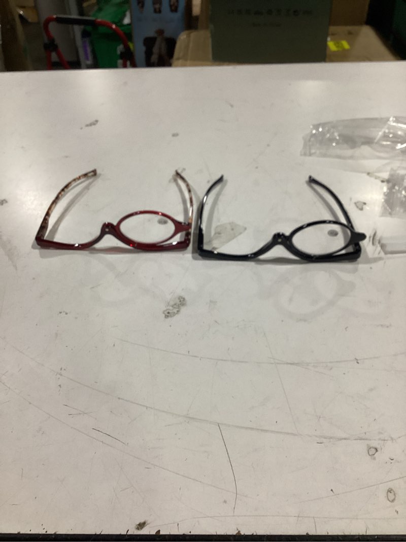 Condition photo showing As Is for jm 2 pairs makeup reading glasses magnifying flip down cosmetic readers for women +3.0