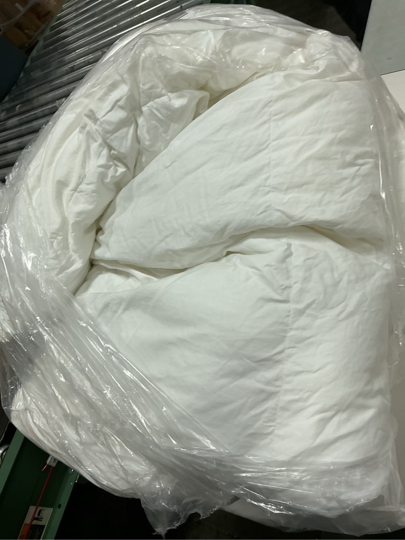 Condition photo showing As Is for lightweight premium down alternative comforter, king/cal king, white