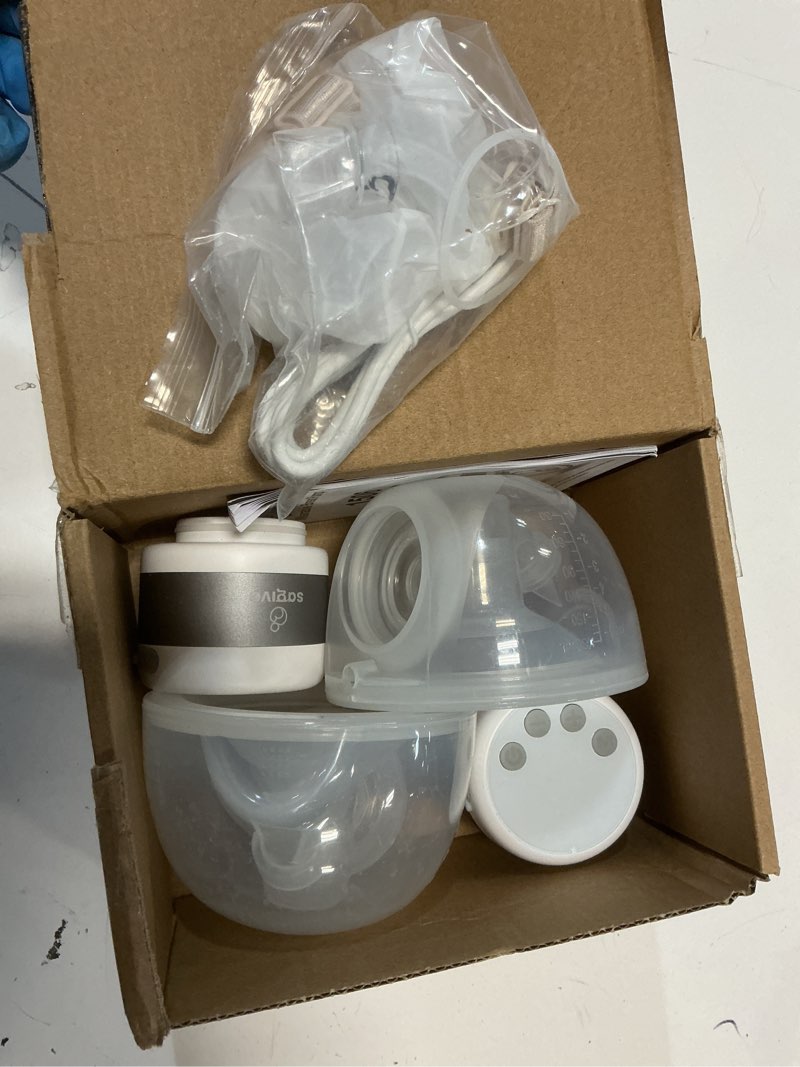 Condition photo showing As Is for wearable breast pump abp-1506, strong suction hand free double electric breast pumps with 3 modes & 9 levels led display portable wearable breastfeeding pump for office & home, 21/24mm flange