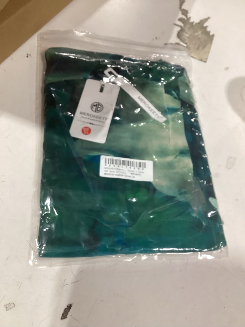 Condition photo showing Good Condition for MEROKEETY Women's 2025 Summer One Shoulder Mini Dress Bodycon Floral Mesh Ruched Cocktail Party Dresses