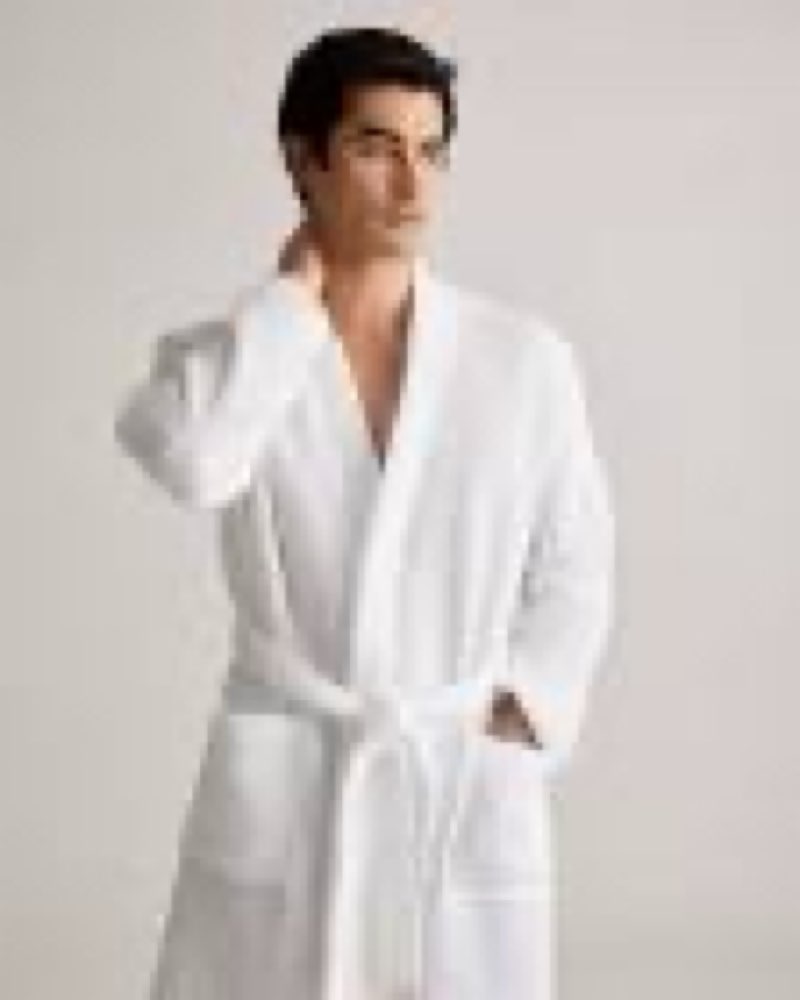 (size:m)quince, organic turkish waffle robe , color white