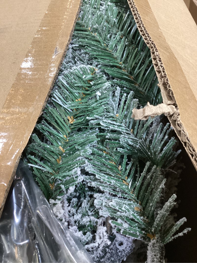 Condition photo showing New/Like New for Christmas Tree, 6Ft/1.8M Artificial Christmas Trees with Lights, Snow Flocked Xmas Tree with Foldable Stand Hinged for Home Indoor Decor