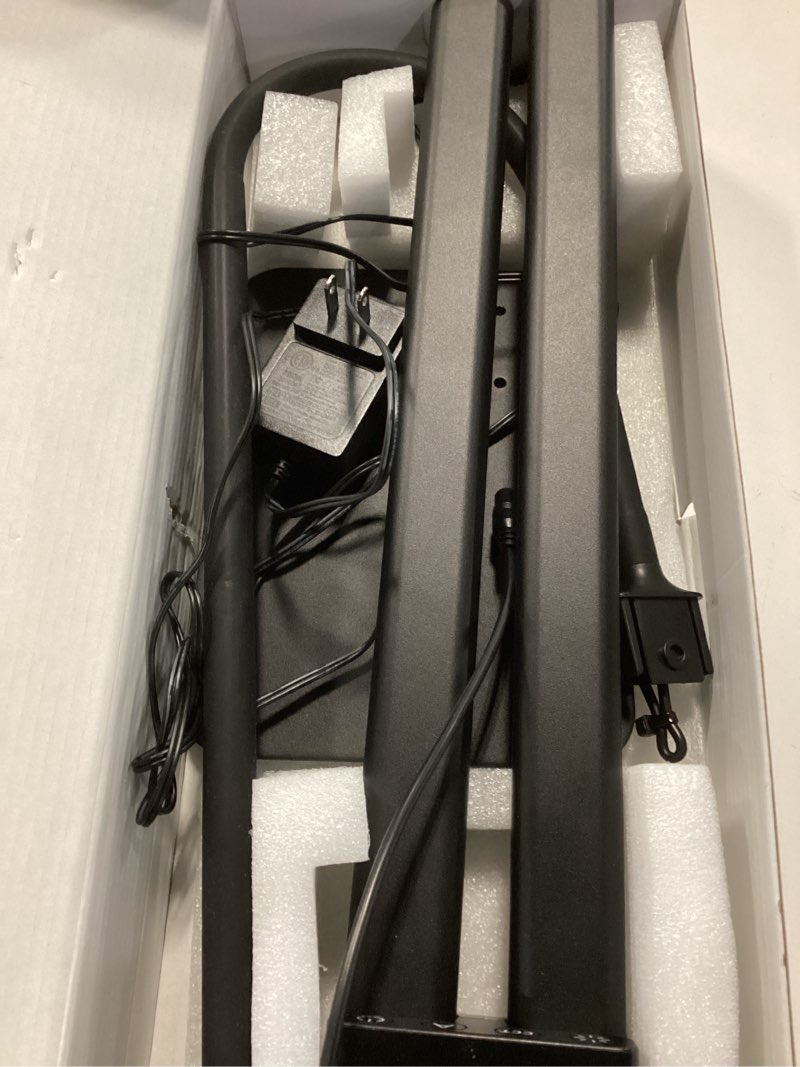 Condition photo showing As Is for EppieBasic Led Desk Lamp,24W 31.5IN Architect Double Head Desk Lamps for Home Office,Dimmable & 6 Color Modes Extra Bright Modern Table lamp with Base,Overhead Computer Lighting for Workbench Monitor Base-Black