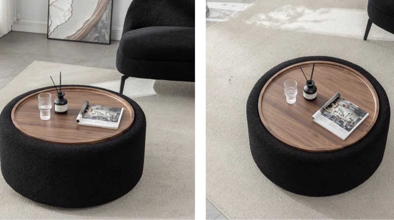 Bryonie Round Cocktail Ottoman with Storage