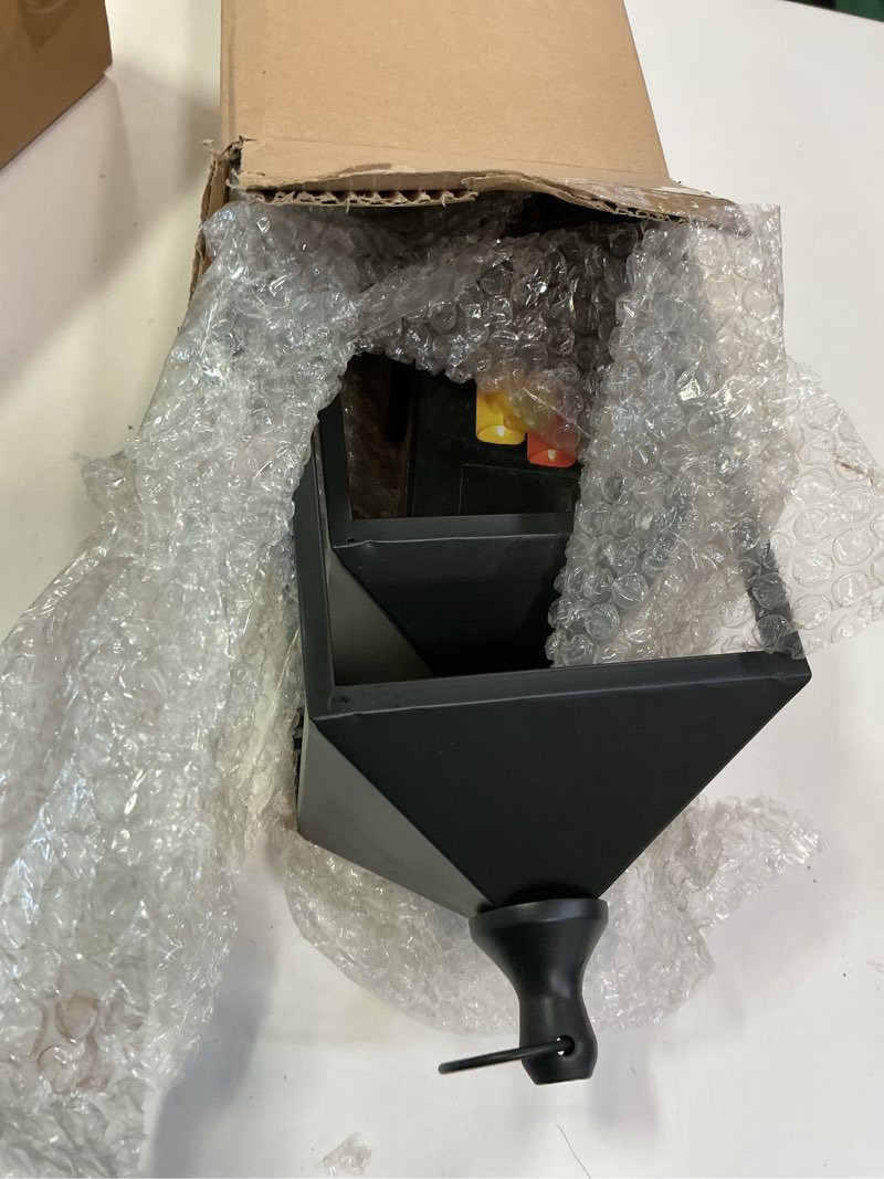 Condition photo showing New/Like New for Modern Farmhouse Lanterns Decorative Indoor & Outdoor, 17" 13" Set of 2 Black Vintage Lantern with Flameless Candles, Metal Halloween Lantern Decor for Room, Porch, Mantle, Patio, Home Decor Black 17 and 13in