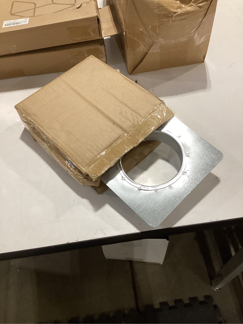 Condition photo showing New/Like New for 4" Inch Duct Connector Flange: Mineye Galvanized Steel Duct Flange for HVAC Connector, with Square Spigot Wall Plate – Dryer Vent Adapter and Mounting Plate, HVAC Systems, Airflow Management