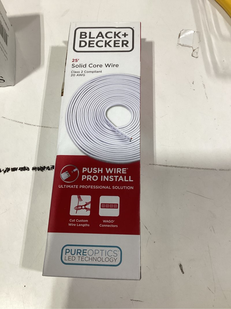 Black+Decker PureOptics Professional Push Wire 25' Jumper Wire Spool for Under Cabinet Lighting, Fla