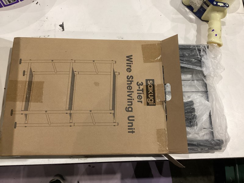 Condition photo showing Good Condition for Storage Shelves - 3 Tier Shelf Organizer, Sturdy Metal Garage Shelving with Adjustable Leveling Feet, Space-Saving Shelves Organizer for Pantry, Laundry, Kitchen (18" x 12" x 30", Black) Black 18.0W x 12.0D x 30.0H (3T)